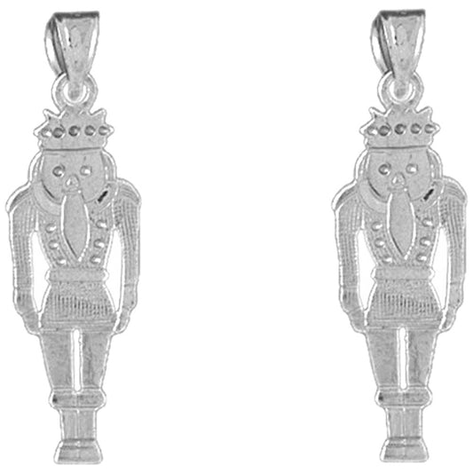 Sterling Silver 31mm Nut Cracker Earrings