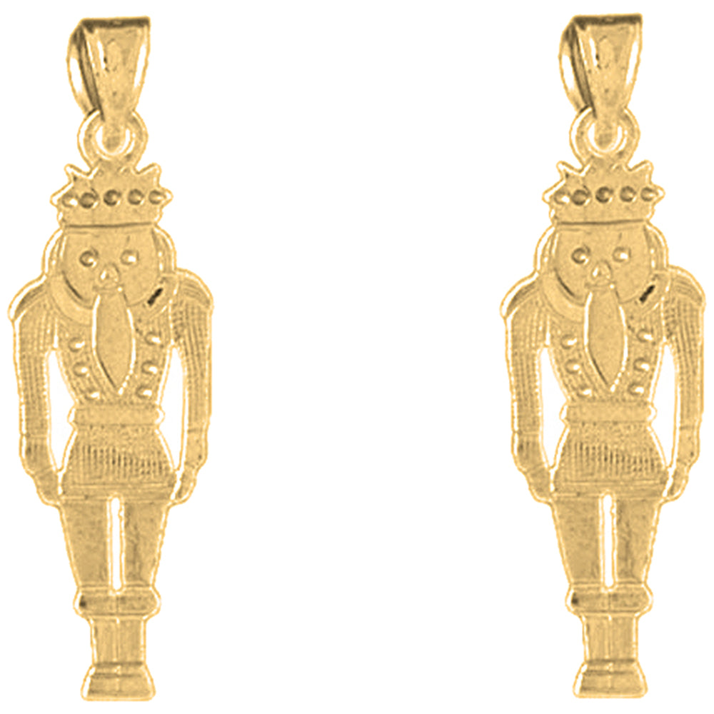 Yellow Gold-plated Silver 31mm Nut Cracker Earrings