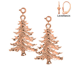 14K or 18K Gold Christmas Tree Earrings