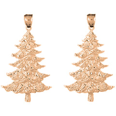 14K or 18K Gold 46mm Christmas Tree Earrings