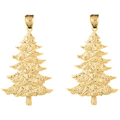 Yellow Gold-plated Silver 46mm Christmas Tree Earrings