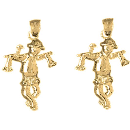 14K or 18K Gold 31mm Scare Crow Earrings
