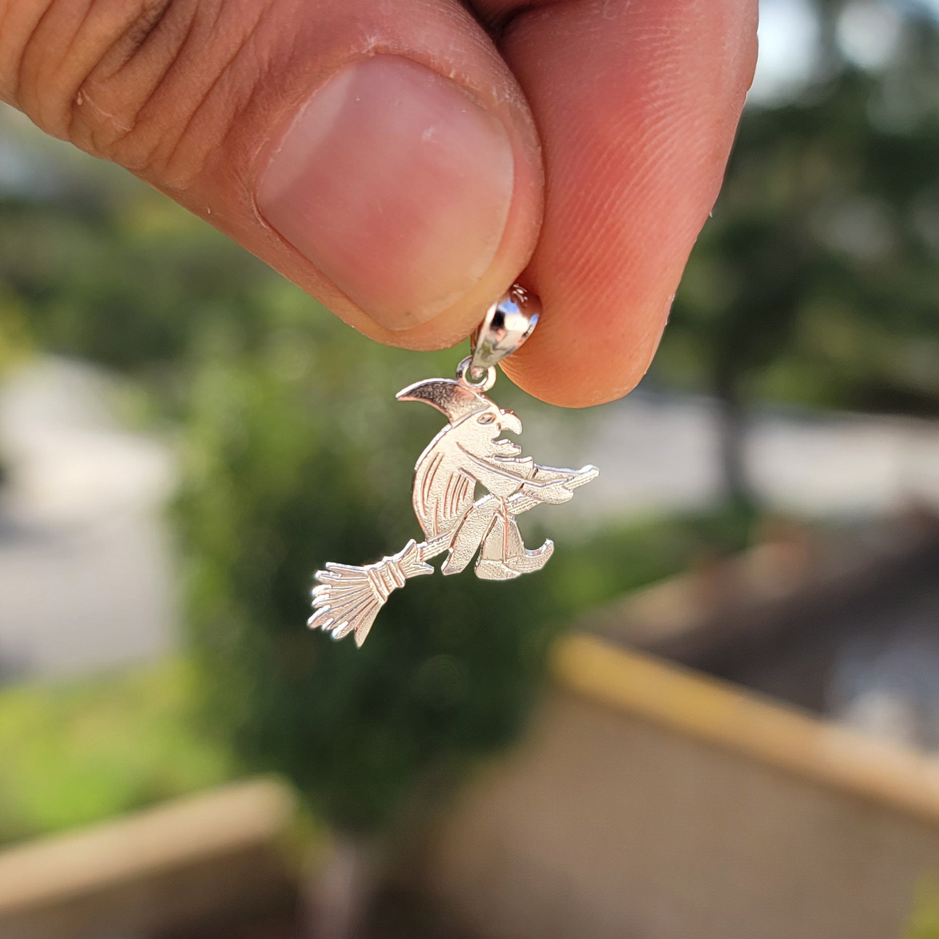 14K or 18K Gold Witch On Broom Pendant