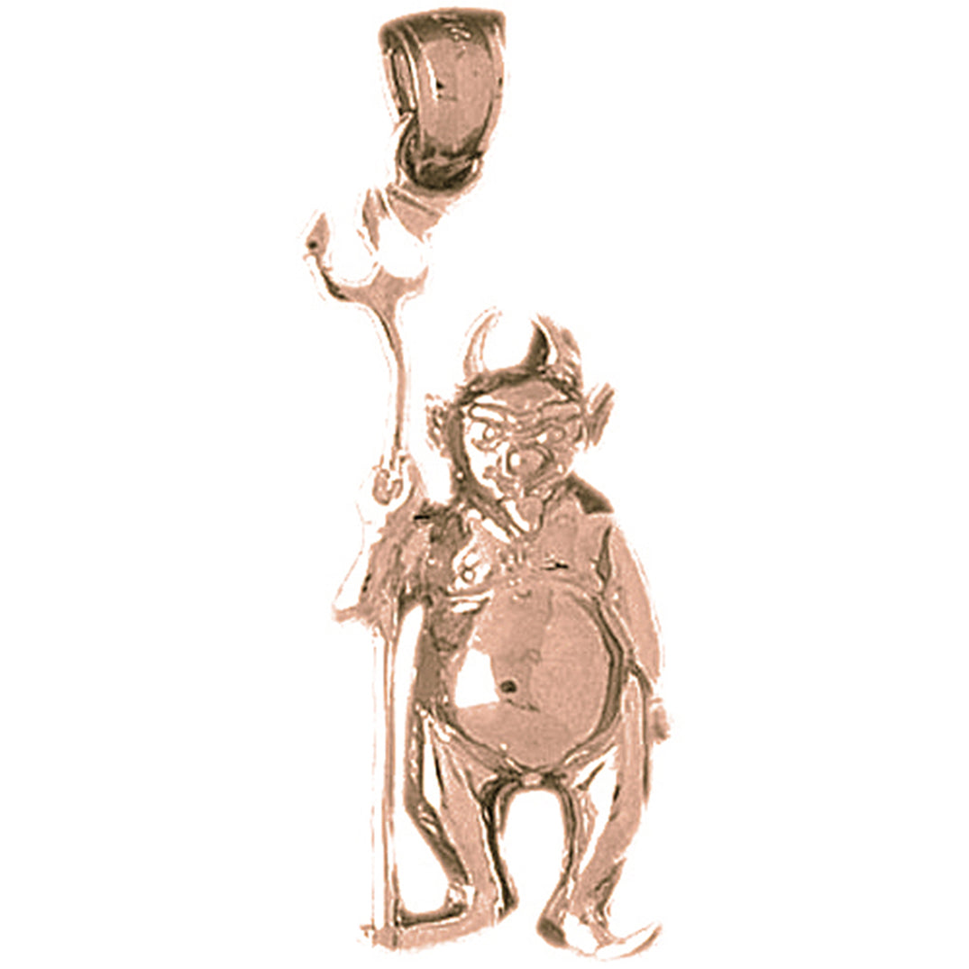 10K, 14K or 18K Gold Devil With Pitch Fork Pendant