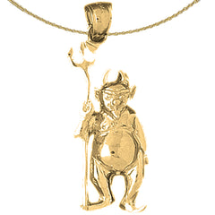 10K, 14K or 18K Gold Devil With Pitch Fork Pendant