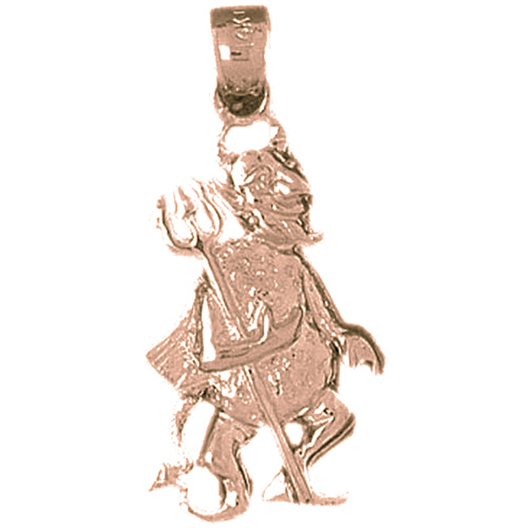 10K, 14K or 18K Gold Devil With Pitch Fork Pendant