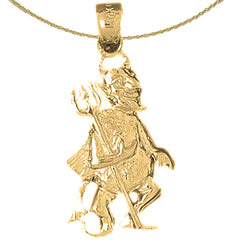 10K, 14K or 18K Gold Devil With Pitch Fork Pendant