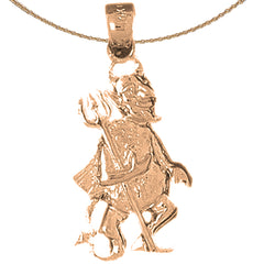 10K, 14K or 18K Gold Devil With Pitch Fork Pendant