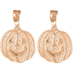 14K or 18K Gold 24mm Pumpkin Earrings