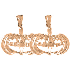 14K or 18K Gold 21mm Pumpkin Earrings