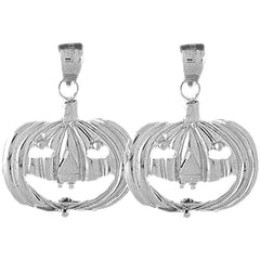 Sterling Silver 26mm Pumpkin Earrings