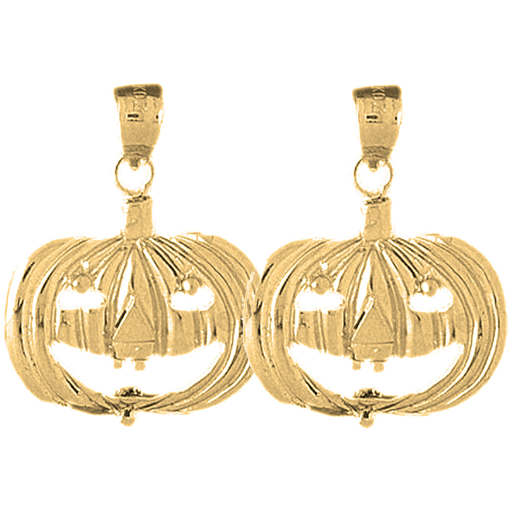 14K or 18K Gold 26mm Pumpkin Earrings