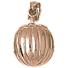10K, 14K or 18K Gold 3D Pumpkin Pendant