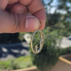 10K, 14K oder 18K Gold Halbmondgesicht mit Sternanhänger