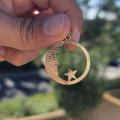 10K, 14K oder 18K Gold Halbmondgesicht mit Sternanhänger