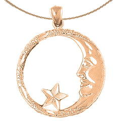 10K, 14K oder 18K Gold Halbmondgesicht mit Sternanhänger