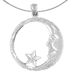 10K, 14K oder 18K Gold Halbmondgesicht mit Sternanhänger