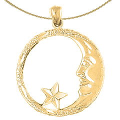 10K, 14K oder 18K Gold Halbmondgesicht mit Sternanhänger