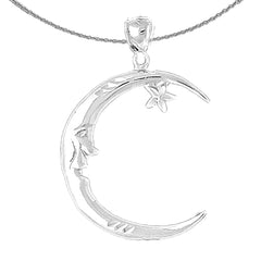 10K, 14K or 18K Gold Crescent Moon Face With Star Pendant