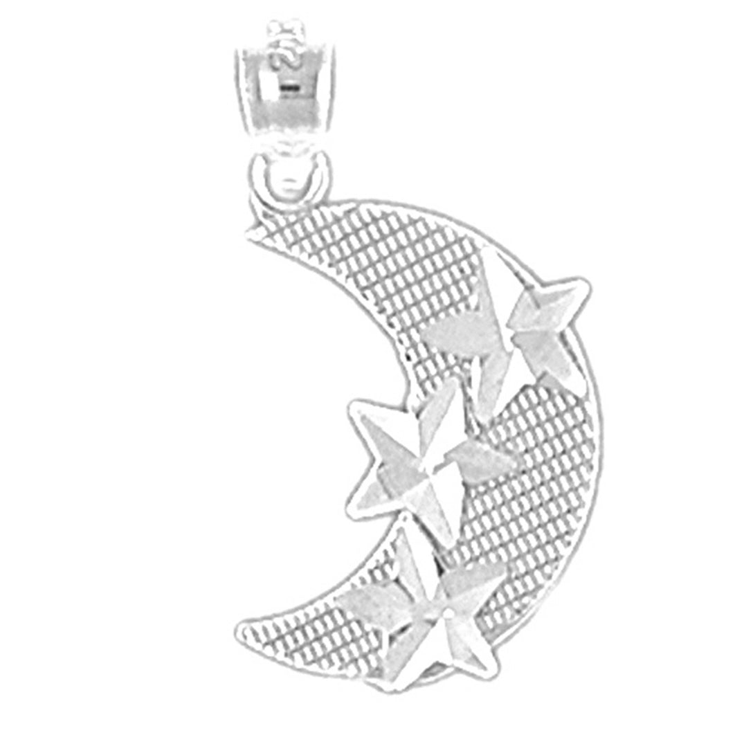 14K or 18K Gold Moon With Star Pendant