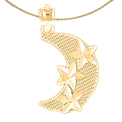 14K or 18K Gold Moon With Star Pendant