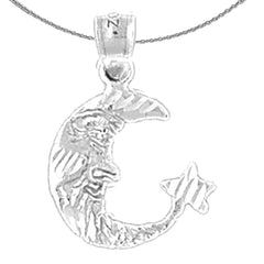 14K or 18K Gold Moon With Star Pendant