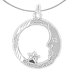 Colgante Luna con Estrella en Oro de 14K o 18K