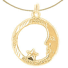 Colgante Luna con Estrella en Oro de 14K o 18K