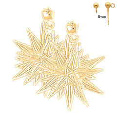Sterling Silver 29mm Shining Star Earrings (White or Yellow Gold Plated)