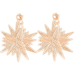 14K or 18K Gold 29mm Shining Star Earrings