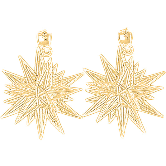 14K or 18K Gold 29mm Shining Star Earrings