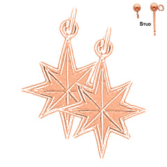 Pendientes Estrella de Oro de 14K o 18K de 21mm