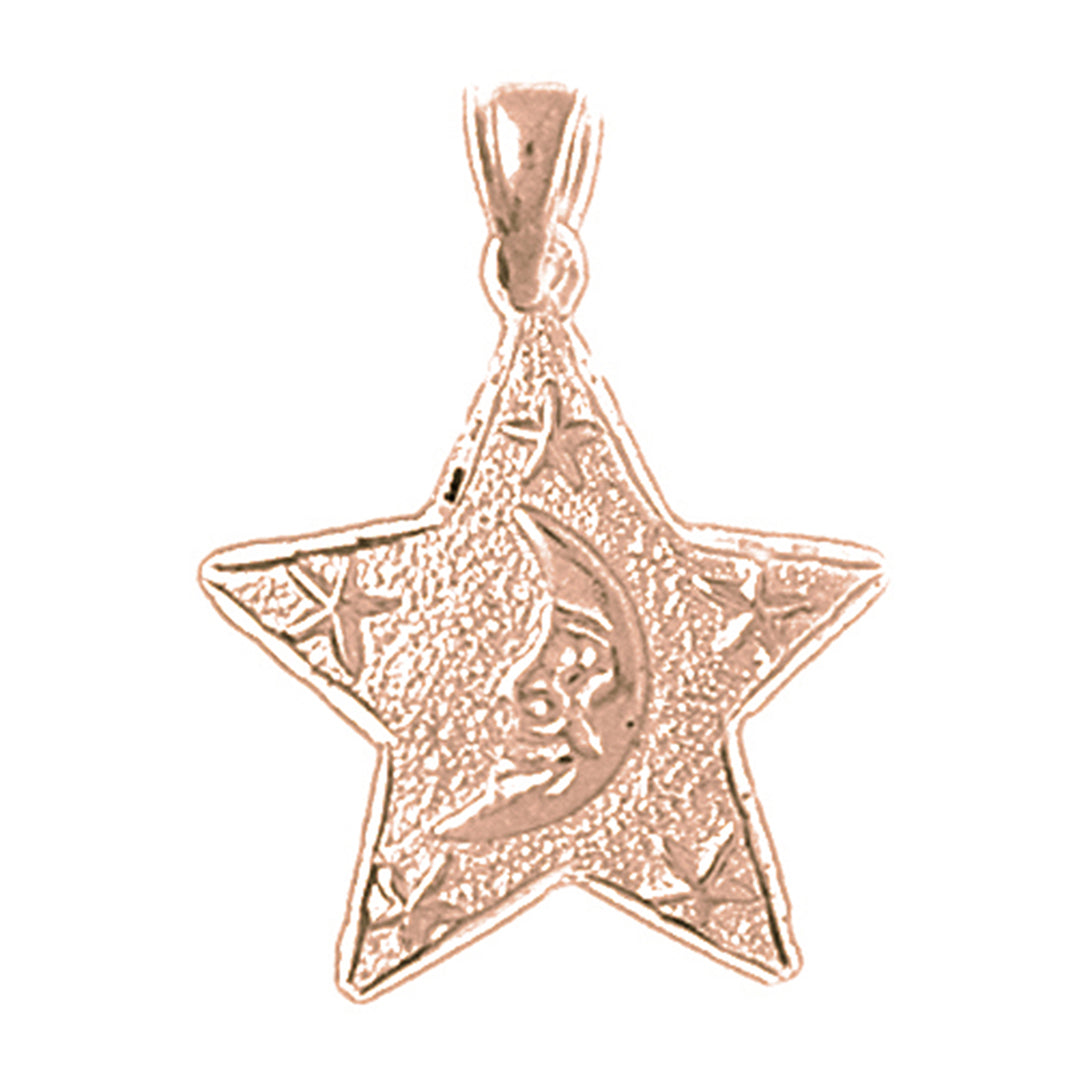 14K or 18K Gold Moon And Star Pendant