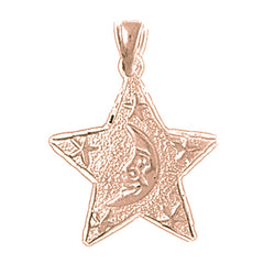 14K or 18K Gold Moon And Star Pendant