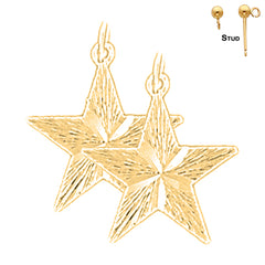 Sterling Silver 19mm Star Earrings (White or Yellow Gold Plated)
