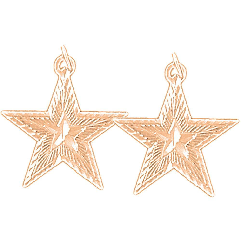 14K or 18K Gold 21mm Star Earrings