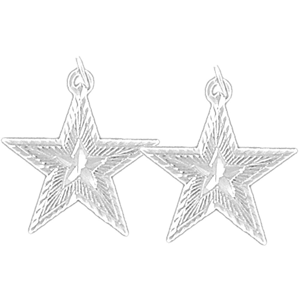 Sterling Silver 21mm Star Earrings