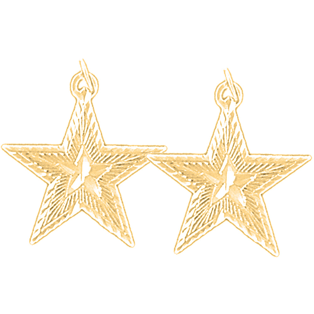 Yellow Gold-plated Silver 21mm Star Earrings