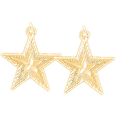 14K or 18K Gold 21mm Star Earrings