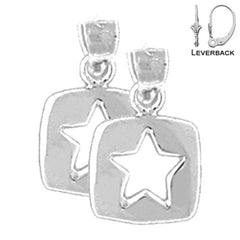 Sterling Silver 11mm Star Earrings (White or Yellow Gold Plated)