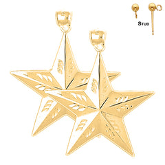 Pendientes de estrella de plata de ley de 43 mm (chapados en oro blanco o amarillo)