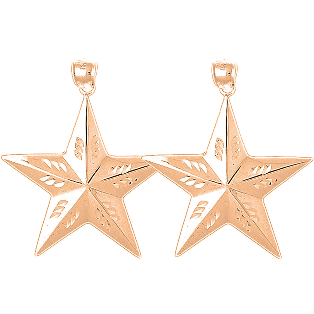 14K or 18K Gold 43mm Star Earrings