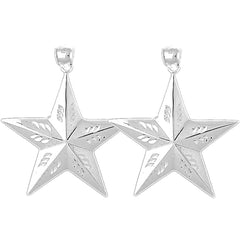 Sterling Silver 43mm Star Earrings