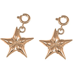14K or 18K Gold 21mm Star Earrings