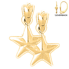 Sterling Silver 15mm Star Earrings (White or Yellow Gold Plated)
