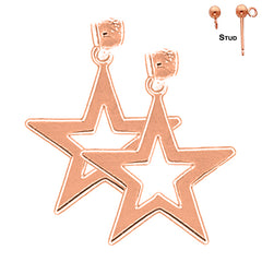 14K oder 18K Gold 23mm Stern Ohrringe