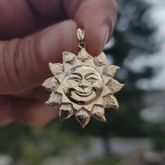 10K, 14K or 18K Gold Sun Pendant