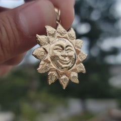 10K, 14K or 18K Gold Sun Pendant
