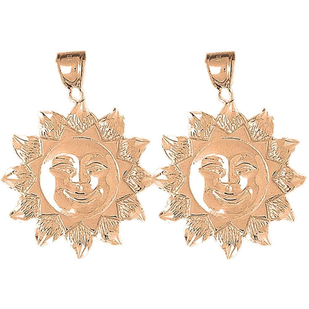 14K or 18K Gold 41mm Sun Earrings