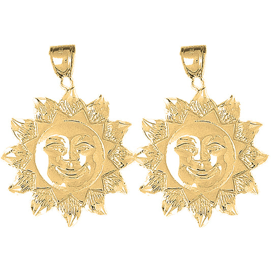 14K or 18K Gold 41mm Sun Earrings